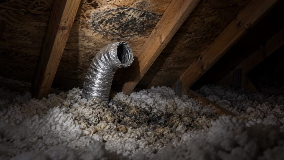 Bathroom exhaust duct terminating inside an attic instead of through the roof