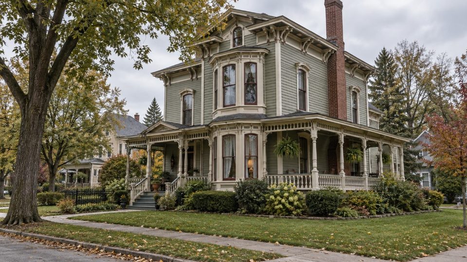 Nineteenth-century Italianate and Queen Anne housing of the kind found in Edgerton, WI